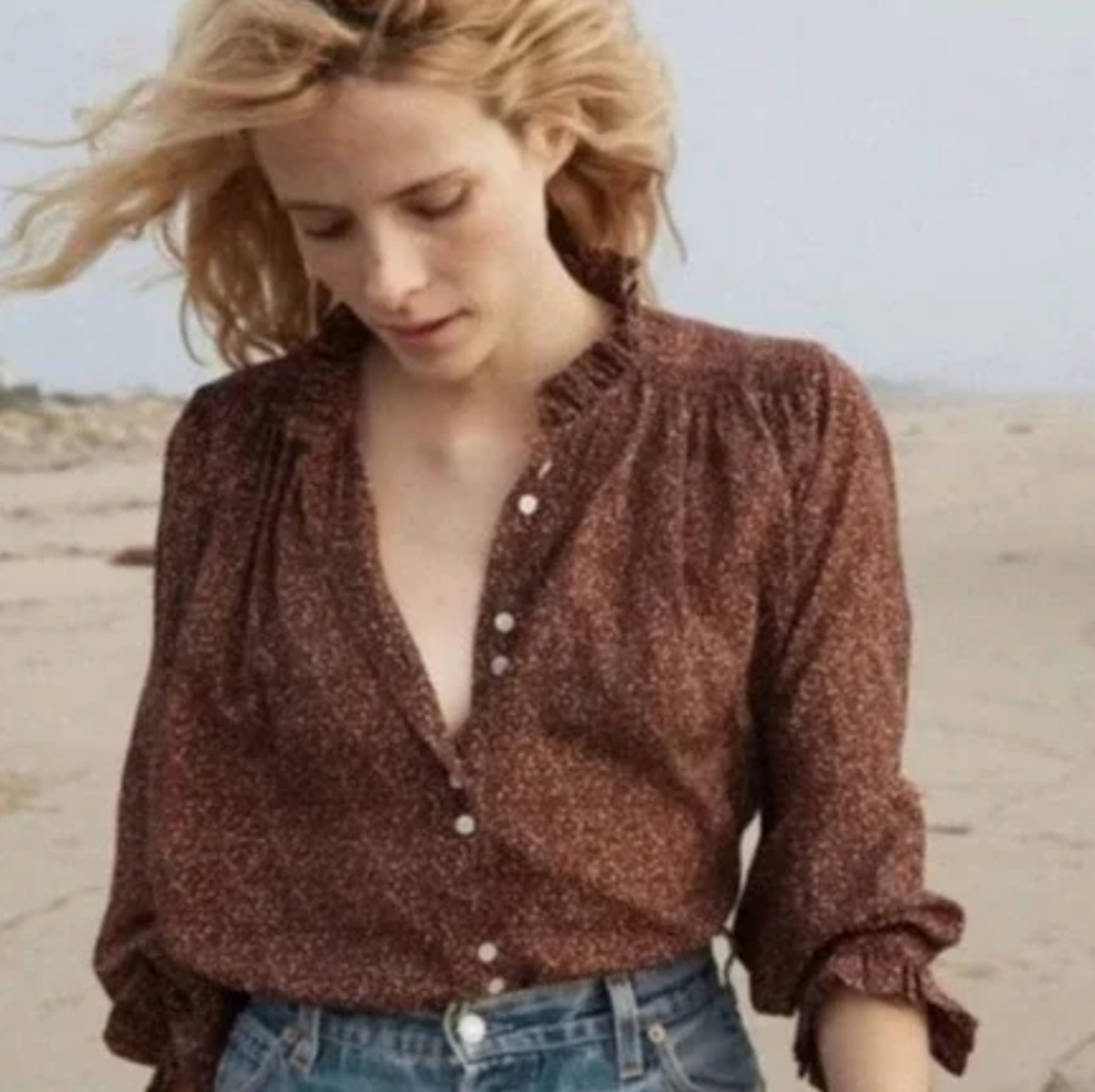Doen Brown Floral Blouse